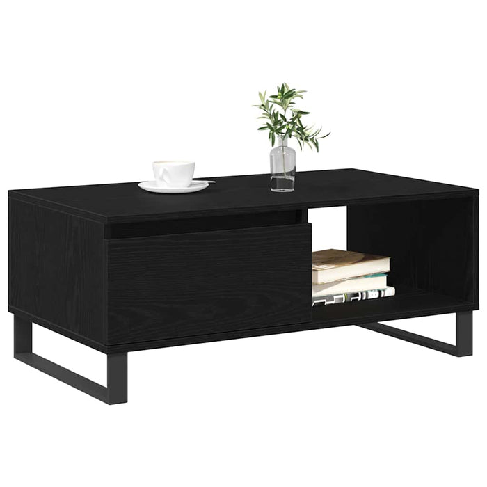 Tavolino da Caffè with Drawer Rovere nero 90 x 50 x 36.5 cm 862963