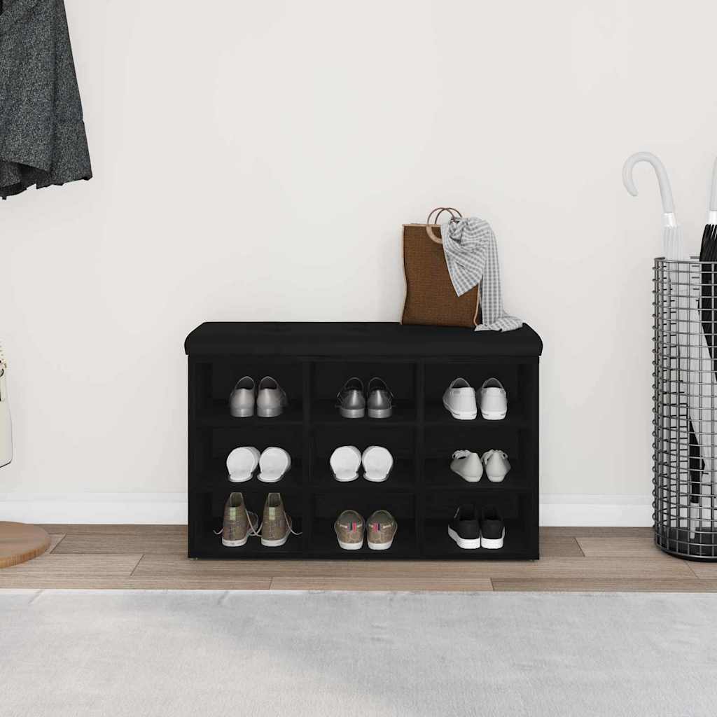 Panca per scarpe Nero 80 x 30 x 48 cm Legno multistrato 862987
