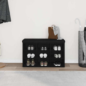 Panca per scarpe Nero 80 x 30 x 48 cm Legno multistrato 862987