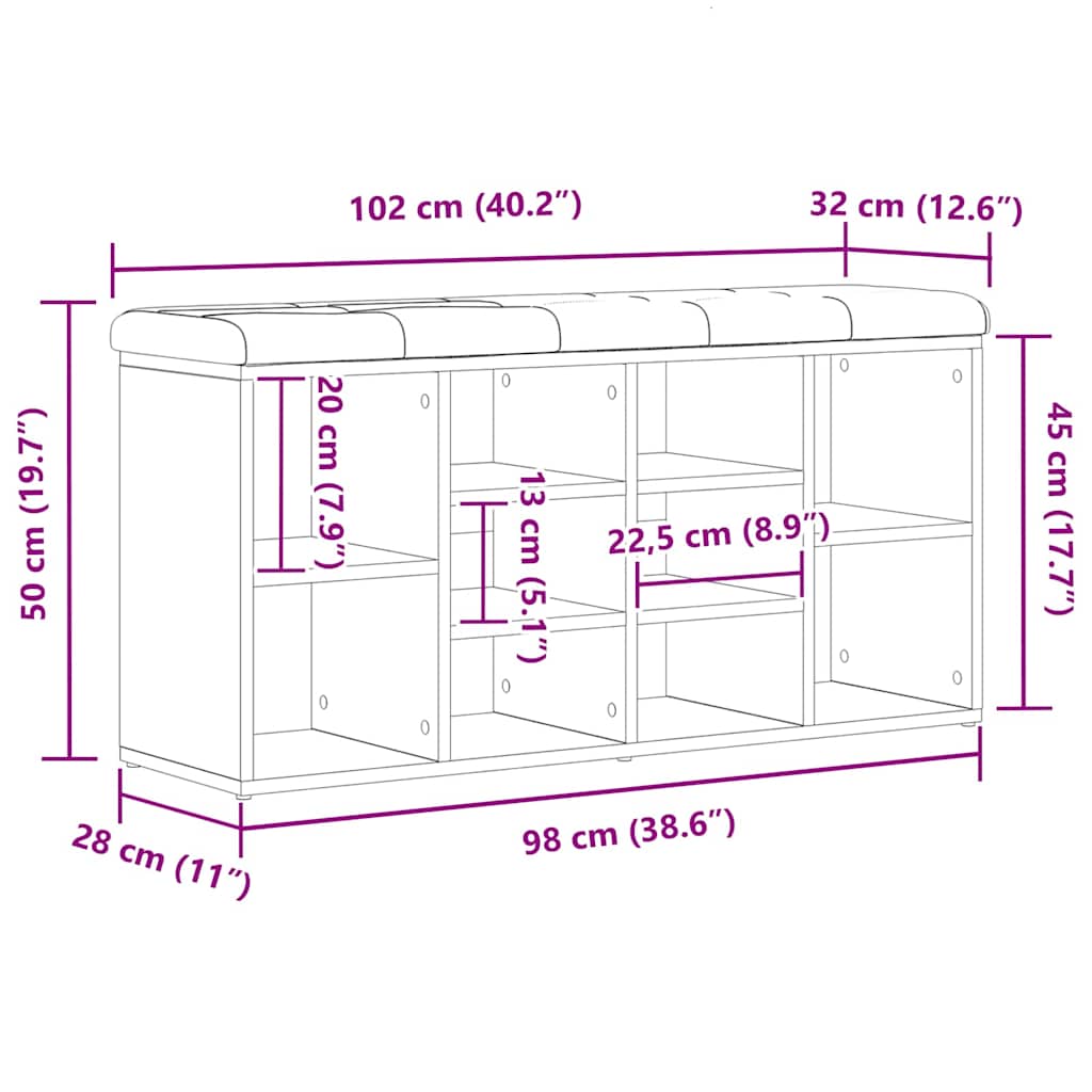 Panca per scarpe Nero 100 x 30 x 48 cm Legno multistrato 862988