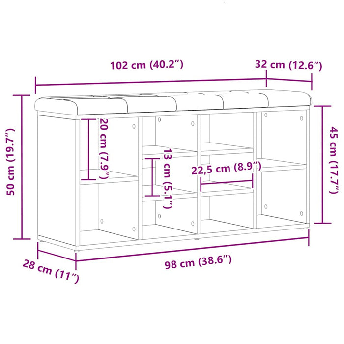Panca per scarpe Nero 100 x 30 x 48 cm Legno multistrato 862988