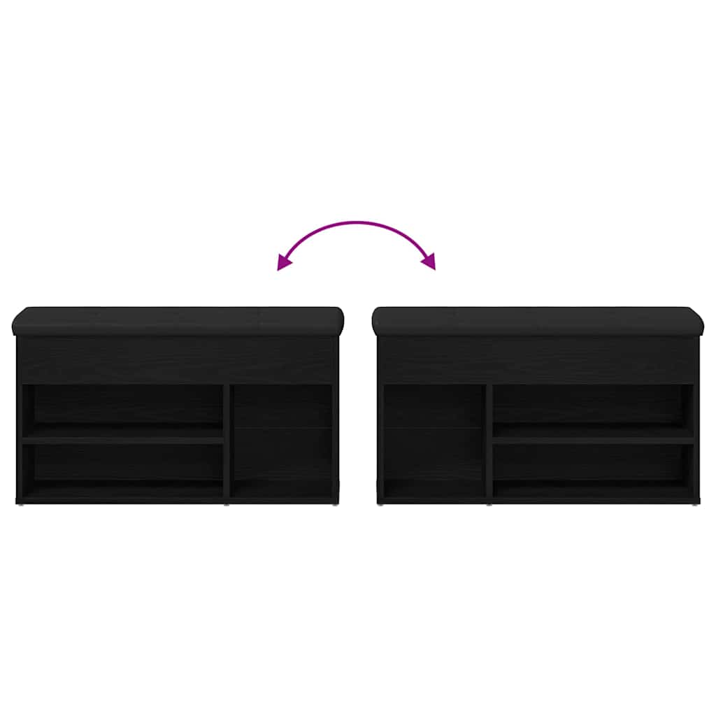 Panca per scarpe Nero 80 x 30 x 45 cm Legno multistrato 862989