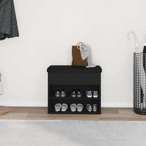 Panca per scarpe Nero 60 x 30 x 48 cm Legno multistrato 862990