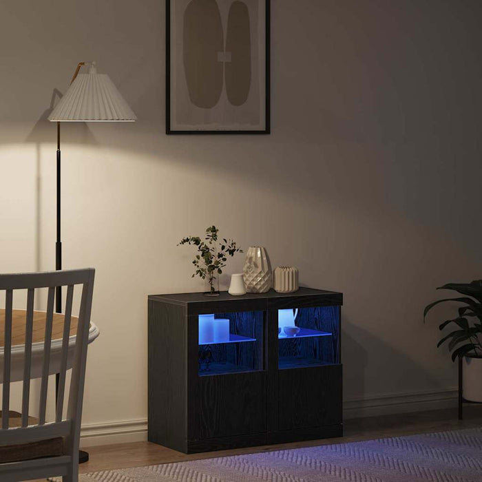 Mobile laterale 2 pcs Rovere nero 41 x 37 x 67 cm 863023