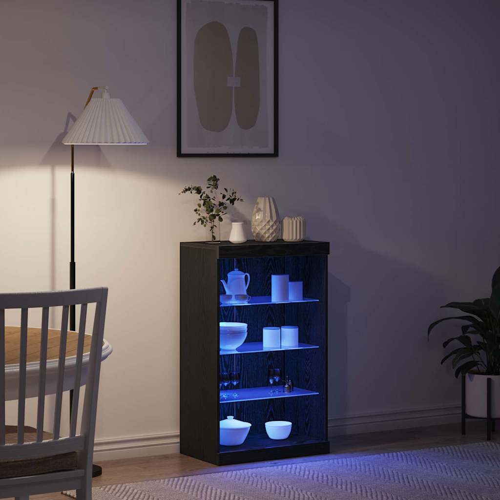 Madia LED Rovere Nero 60,5 x 37 x 100 cm Legno multistrato 863047