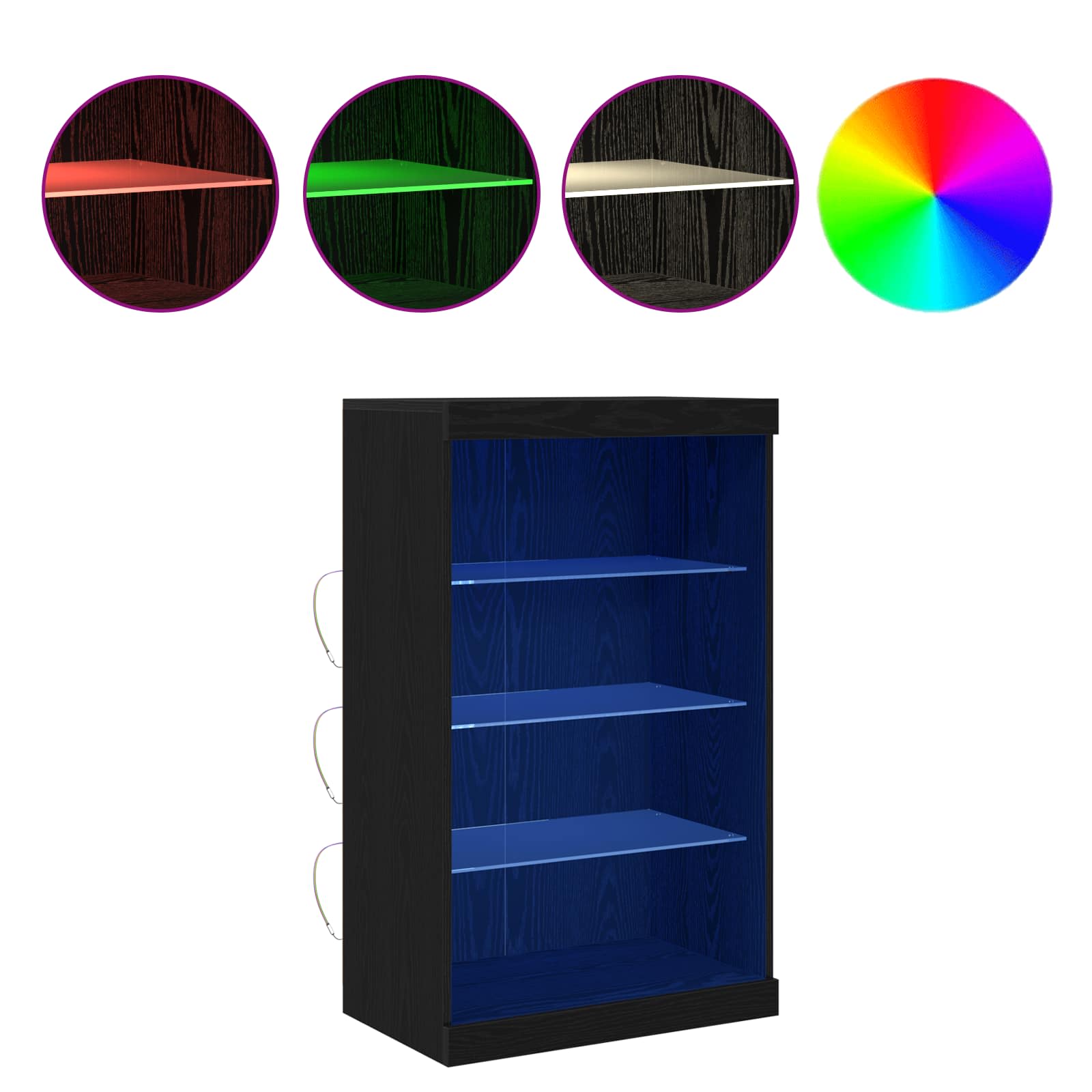 Madia LED Rovere Nero 60,5 x 37 x 100 cm Legno multistrato 863047