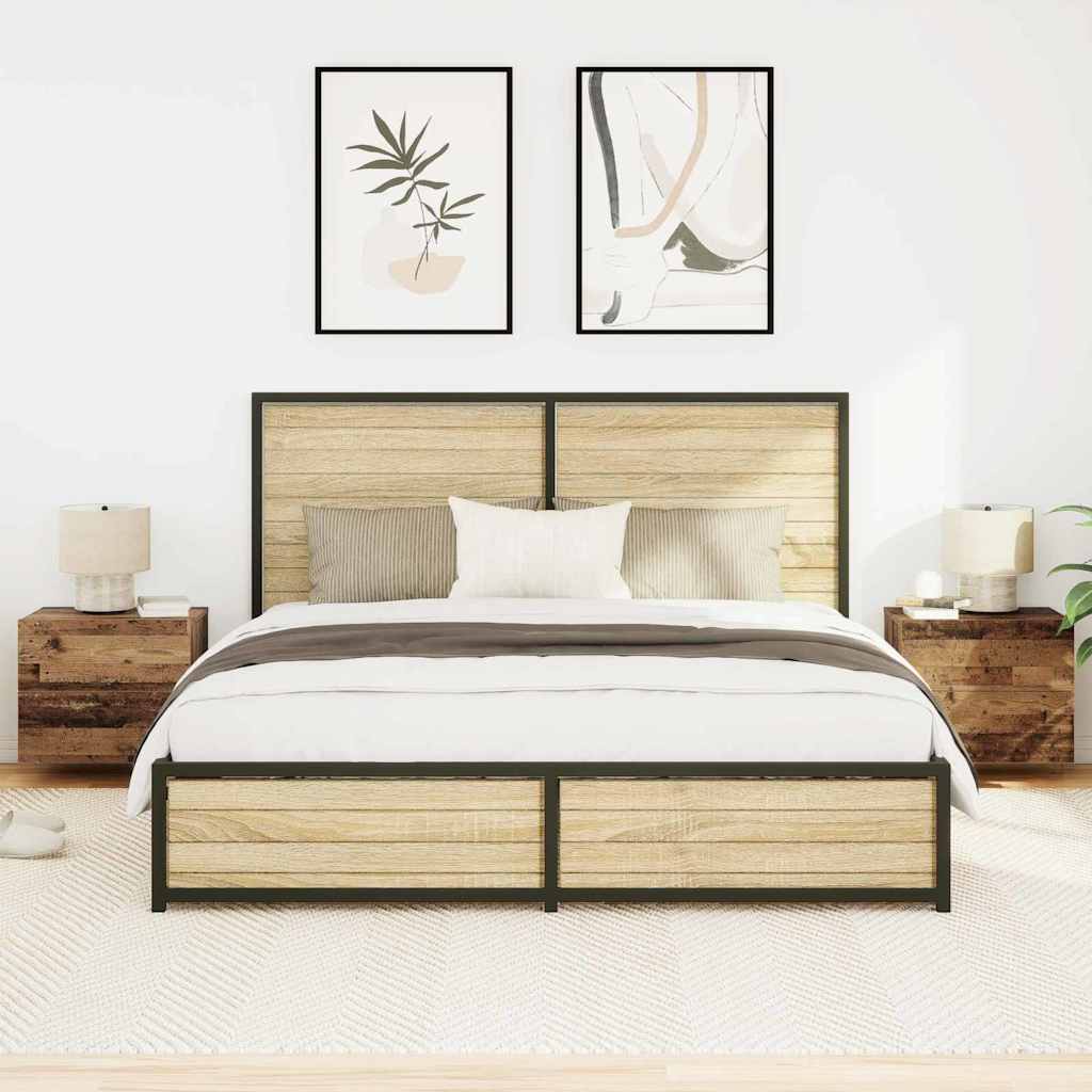 Mobiletto da comodino a parete con cassetto 2 pcs Legno vecchio 863073