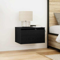 Mobiletto da comodino a parete-Tavolino da notte Rovere Nero 50 x 36 x 30 cm