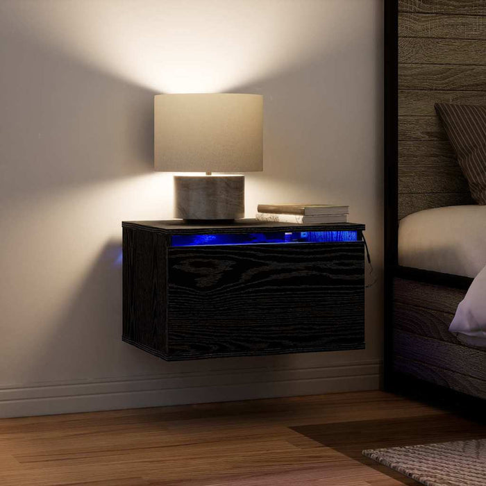 Mobiletto da comodino a parete con cassetto 2 pz-Set di 2 Tavolino da notte Rovere Nero 968458