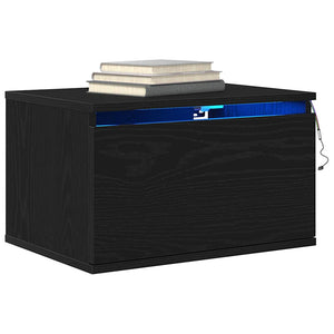 Mobiletto da comodino a parete con cassetto 2 pz-Set di 2 Tavolino da notte Rovere Nero 968458