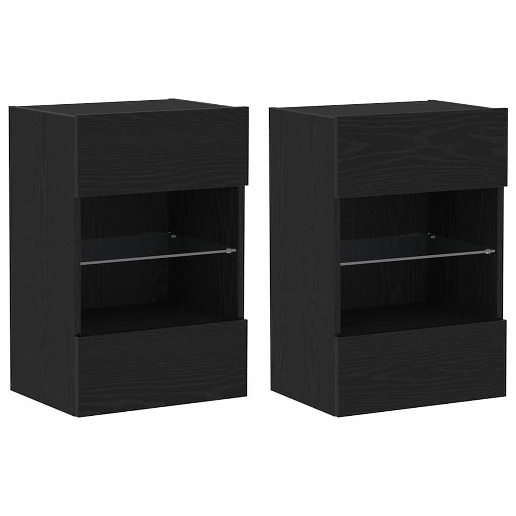 Set mobile TV 2 pz-Set di 2 Credenza per TV Nero 40 x 30 x 60,5 cm Legno multistrato