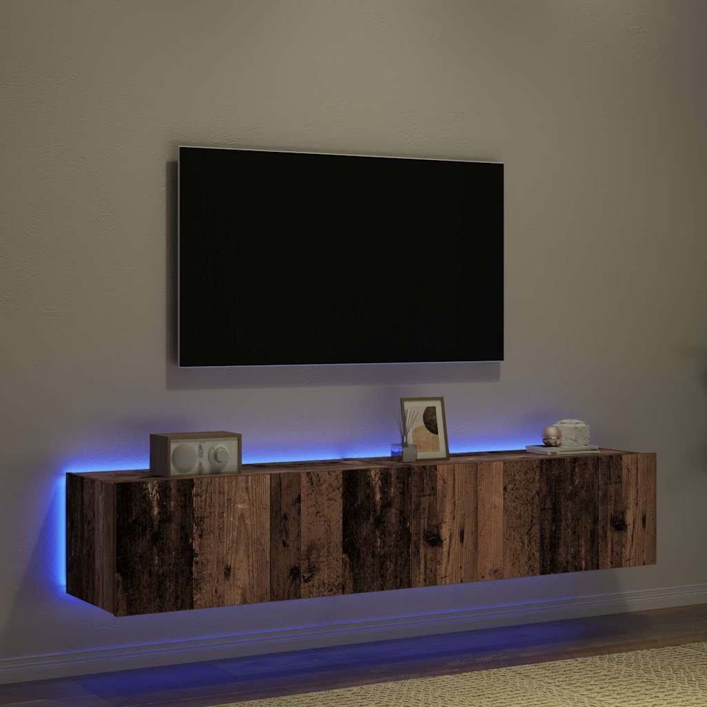 Mobile TV da parete 2 pz-Set di 2 Mobile TV a Muro-Credenza TV Legno vecchio 80 x 35 x 31 cm