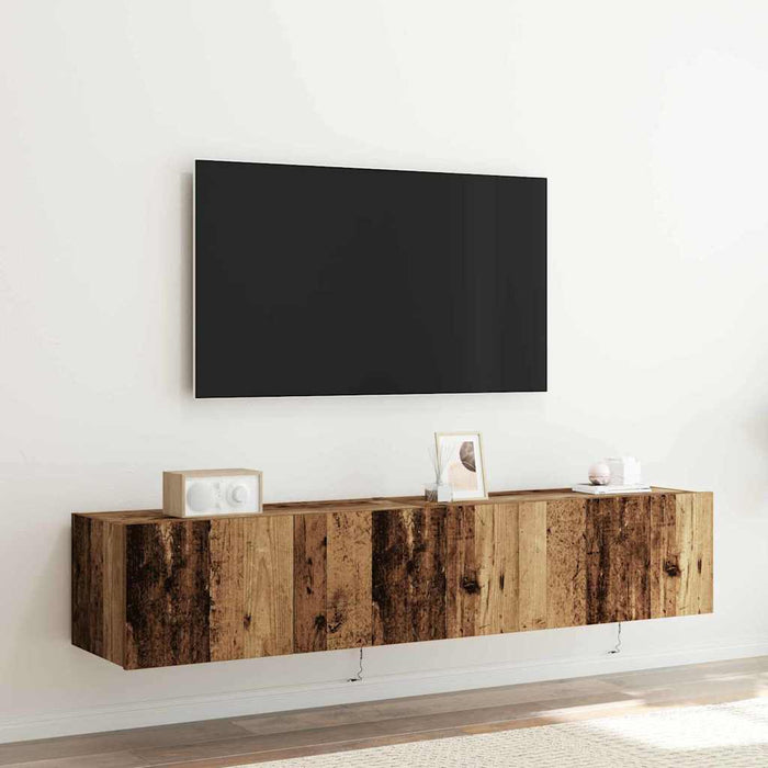 Mobile TV da parete 2 pz-Set di 2 Mobile TV a Muro-Credenza TV Legno vecchio 80 x 35 x 31 cm