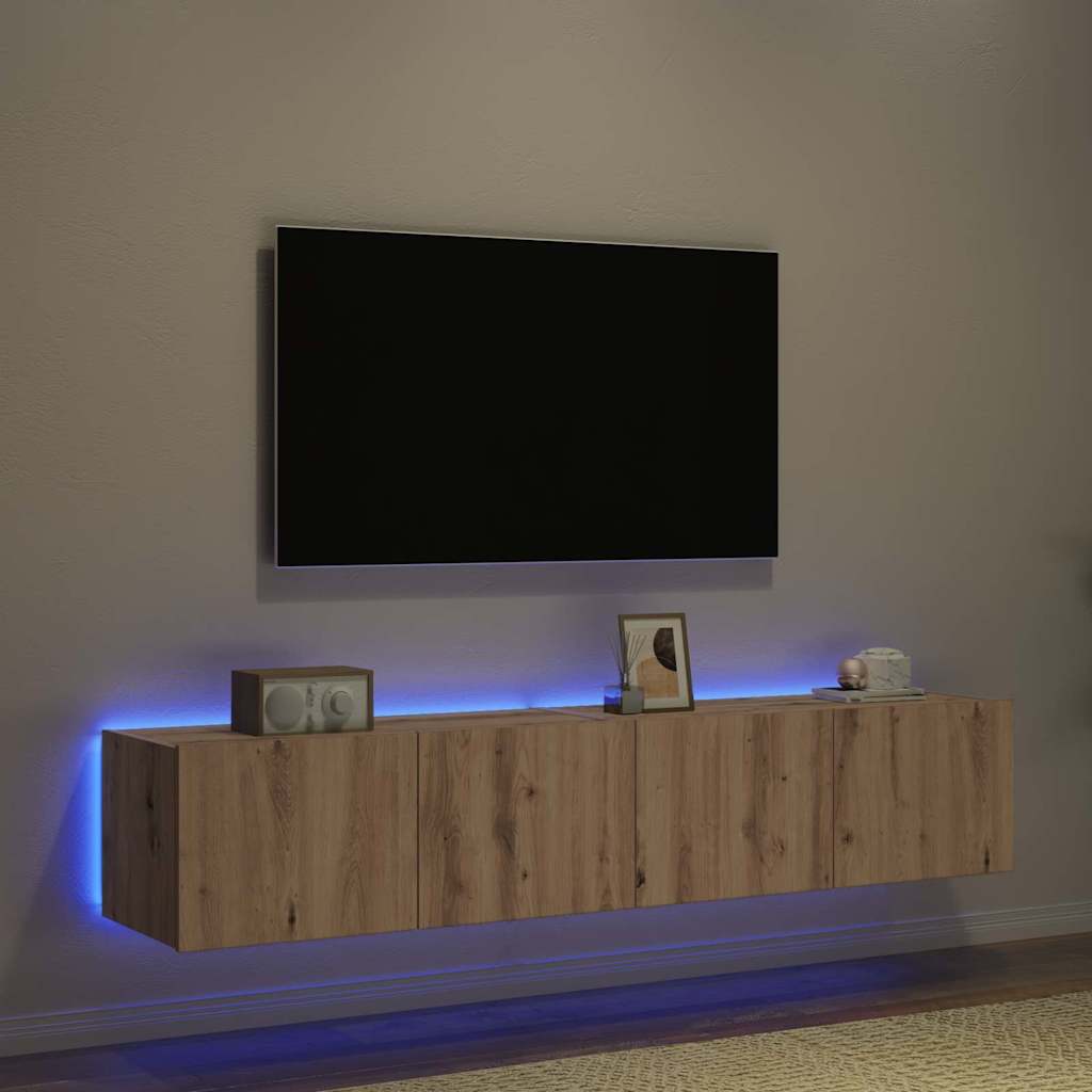 Mobile TV da parete 2 pz-Set di 2 Mobile TV a Muro-Credenza TV Rovere artigianale 80 x 35 x 31 cm
