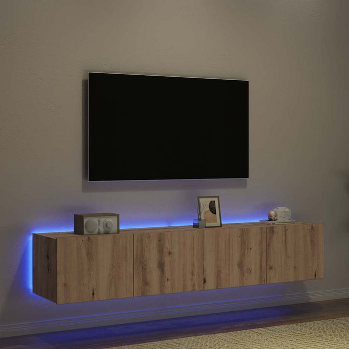 Mobile TV da parete 2 pz-Set di 2 Mobile TV a Muro-Credenza TV Rovere artigianale 80 x 35 x 31 cm