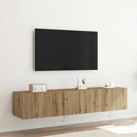 Mobile TV da parete 2 pz-Set di 2 Mobile TV a Muro-Credenza TV Rovere artigianale 80 x 35 x 31 cm