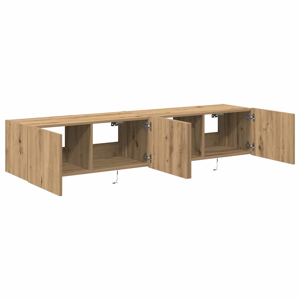 Mobile TV da parete 2 pz-Set di 2 Mobile TV a Muro-Credenza TV Rovere artigianale 80 x 35 x 31 cm