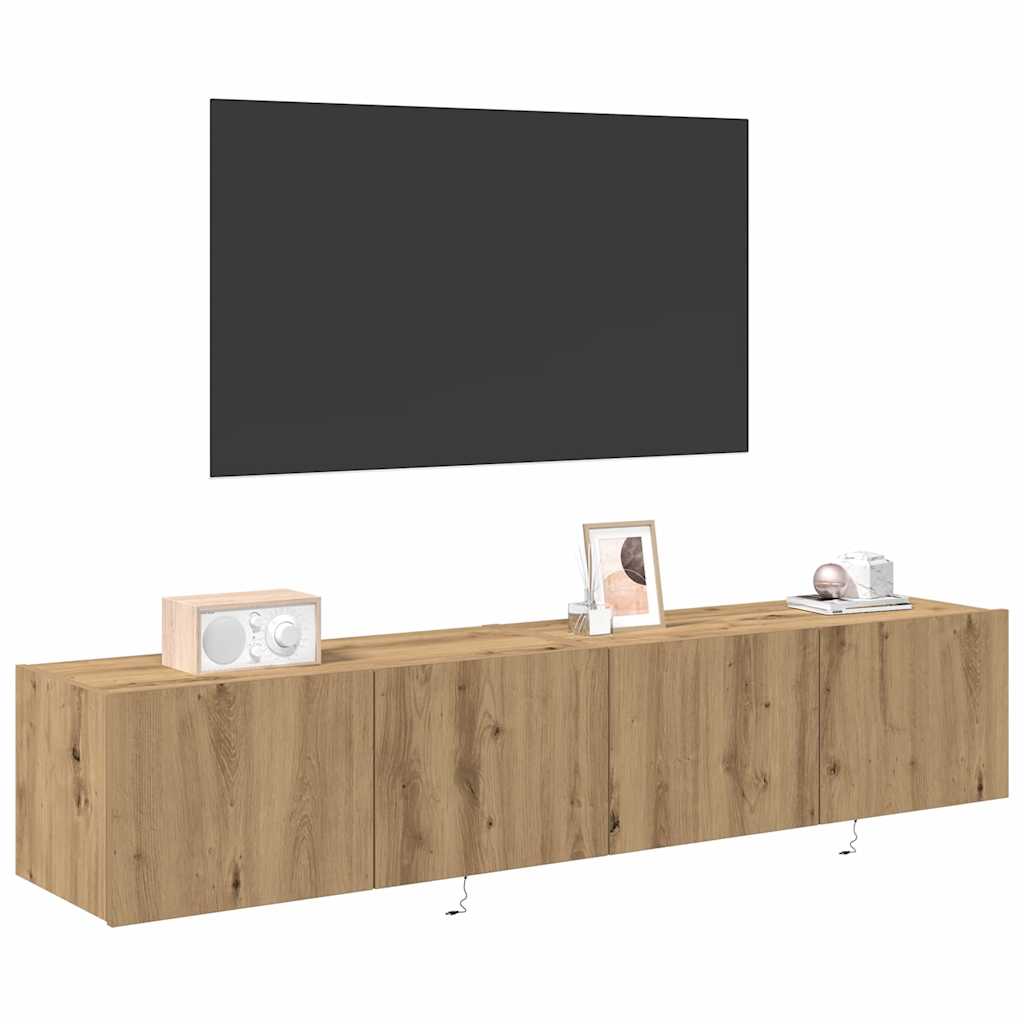Mobile TV da parete 2 pz-Set di 2 Mobile TV a Muro-Credenza TV Rovere artigianale 80 x 35 x 31 cm