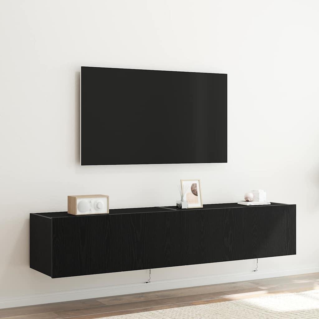 Mobile TV da parete 2 pz-Set di 2 Mobile TV a Muro-Credenza TV Rovere Nero 80 x 35 x 31 cm