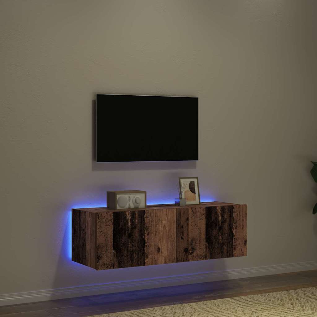 Mobile TV da parete 2 pz-Set di 2 Mobile TV a Muro-Credenza TV Legno vecchio 100 x 35 x 31 cm