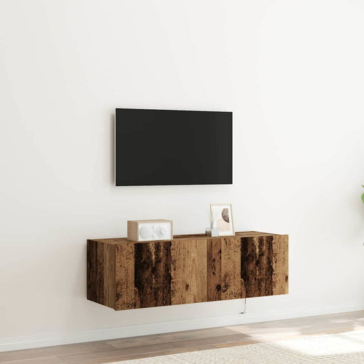 Mobile TV da parete 2 pz-Set di 2 Mobile TV a Muro-Credenza TV Legno vecchio 100 x 35 x 31 cm