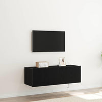 Mobile TV da parete 2 pz-Set di 2 Mobile TV a Muro-Credenza TV Rovere Nero 100 x 35 x 31 cm