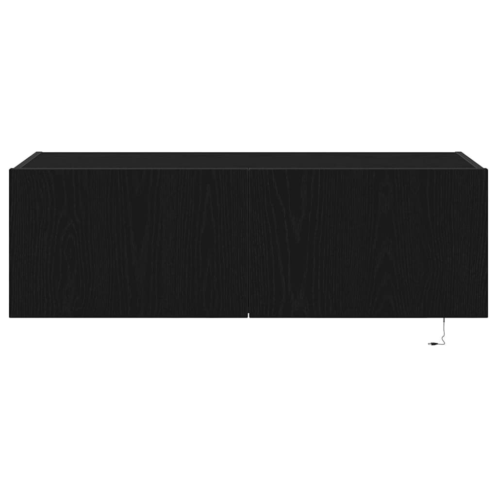 Mobile TV da parete 2 pz-Set di 2 Mobile TV a Muro-Credenza TV Rovere Nero 100 x 35 x 31 cm