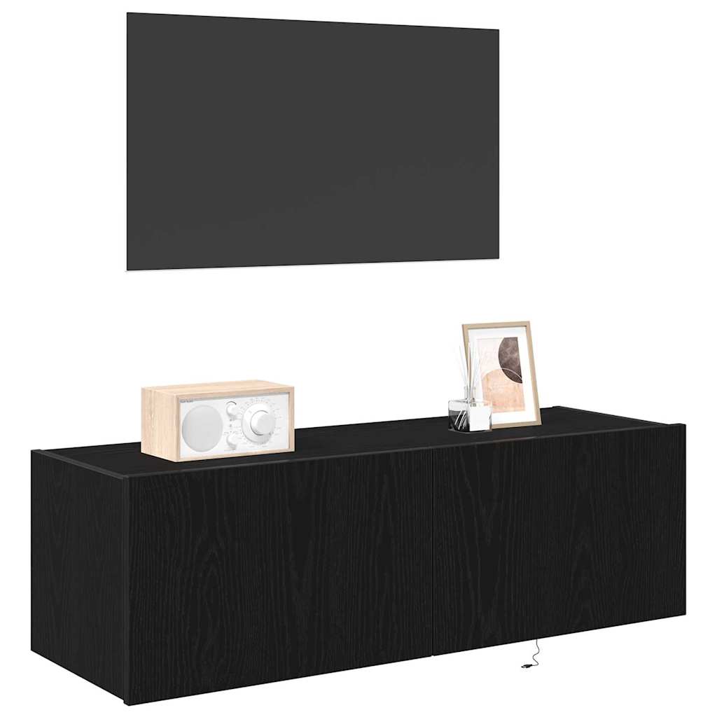 Mobile TV da parete 2 pz-Set di 2 Mobile TV a Muro-Credenza TV Rovere Nero 100 x 35 x 31 cm
