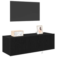 Mobile TV da parete 2 pz-Set di 2 Mobile TV a Muro-Credenza TV Rovere Nero 100 x 35 x 31 cm