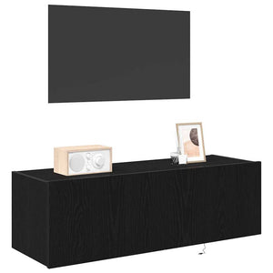 Mobile TV da parete 2 pz-Set di 2 Mobile TV a Muro-Credenza TV Rovere Nero 100 x 35 x 31 cm