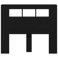 Testiera LED con lo scaffale-Testata con Contenitore e Luci LED Rovere Nero 120 x 18,5 x 103,5 cm