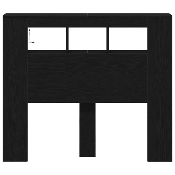 Testiera LED con lo scaffale-Testata con Contenitore e Luci LED Rovere Nero 120 x 18,5 x 103,5 cm