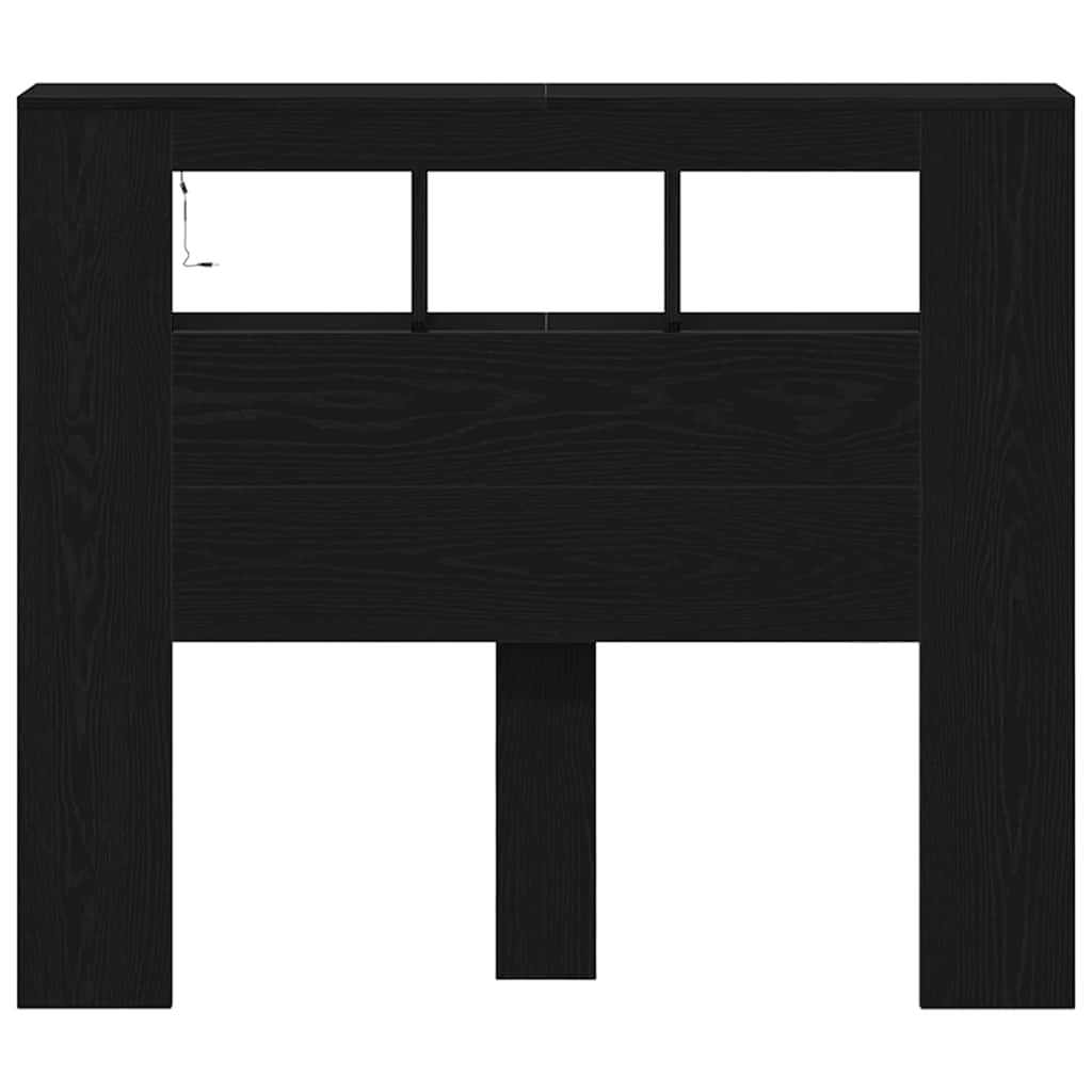 Testiera LED con lo scaffale Rovere Nero 120 x 18,5 x 103,5 cm 863114