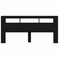 Testiera LED con lo scaffale Rovere Nero 220 x 18,5 x 103,5 cm 863117