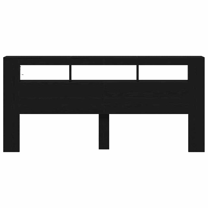 Testiera LED con lo scaffale Rovere Nero 220 x 18,5 x 103,5 cm 863117