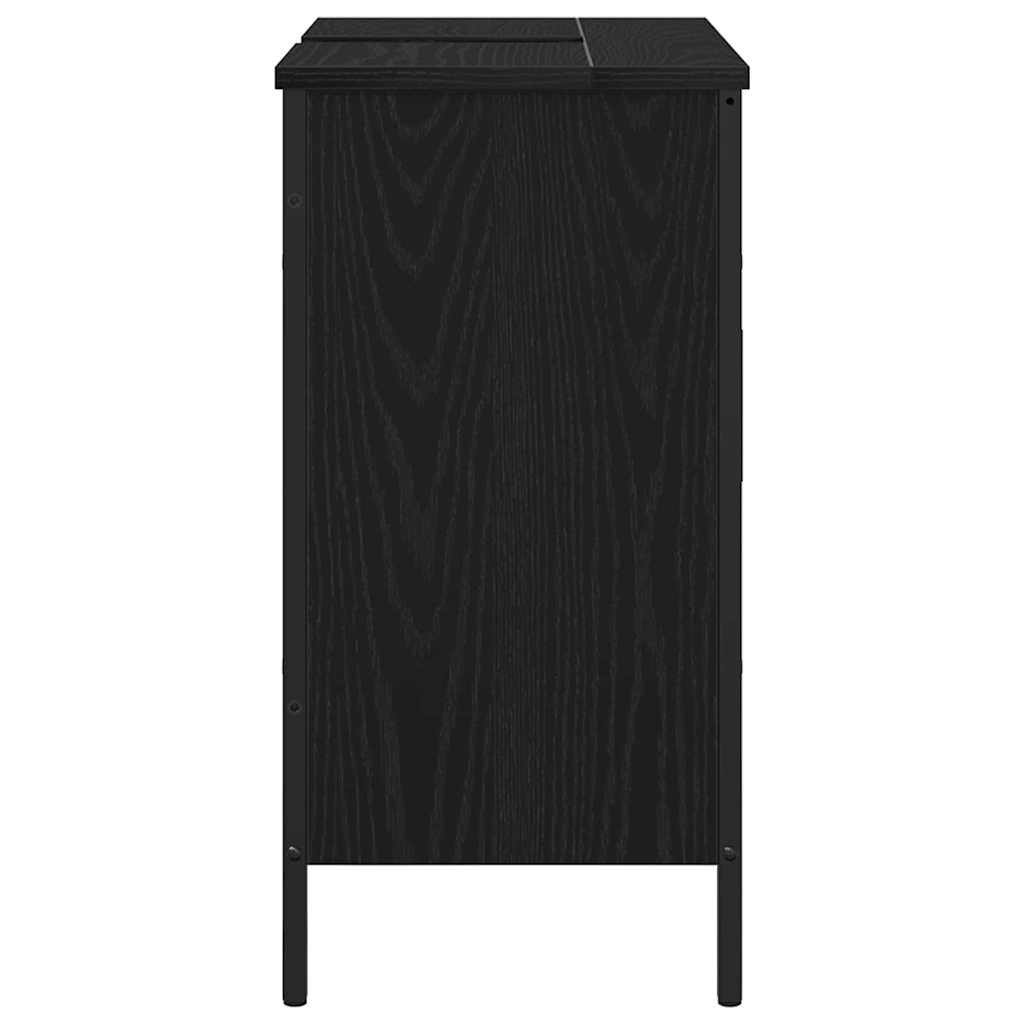 Armadio per Lavabo da Bagno-Armadietto da bagno-Mobiletto da bagno Rovere Nero 60 x 30 x 60 cm 277144