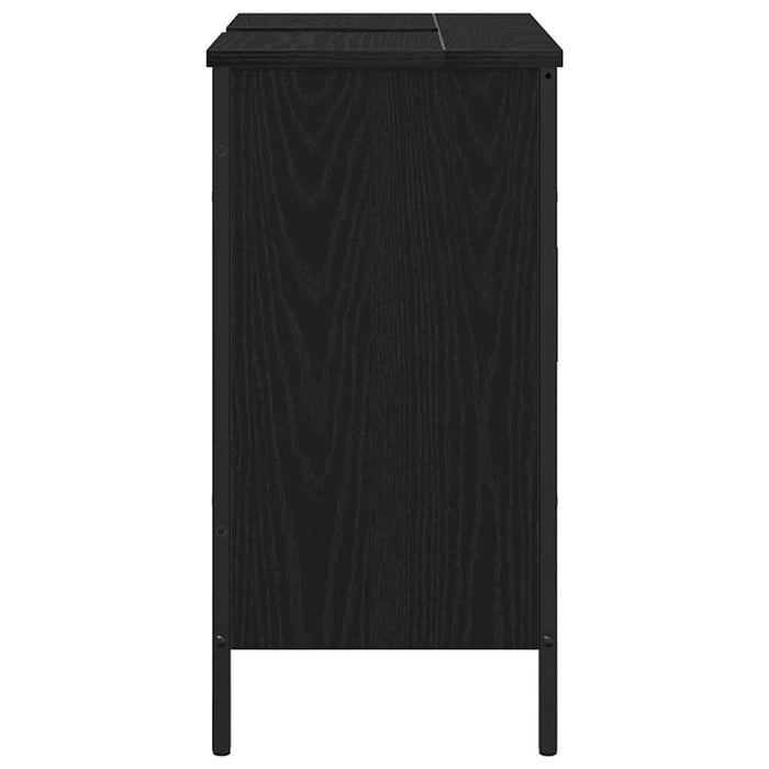Armadio per Lavabo da Bagno-Armadietto da bagno-Mobiletto da bagno Rovere Nero 60 x 30 x 60 cm 277144