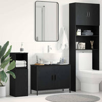 Mobile lavabo da bagno  Nero Rovere 80x30x60 cm Legno ingegnerizzato 863119