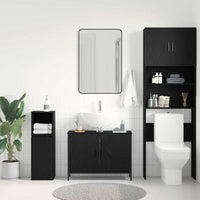 Mobile lavabo da bagno  Nero Rovere 80x30x60 cm Legno ingegnerizzato 863119