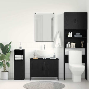 Mobile lavabo da bagno  Nero Rovere 80x30x60 cm Legno ingegnerizzato 863119