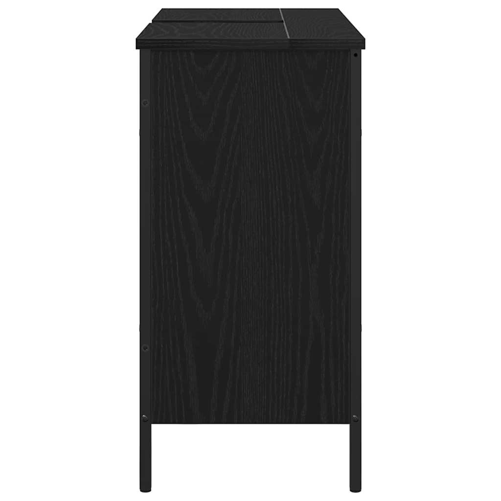Mobile lavabo da bagno  Nero Rovere 80x30x60 cm Legno ingegnerizzato 863119