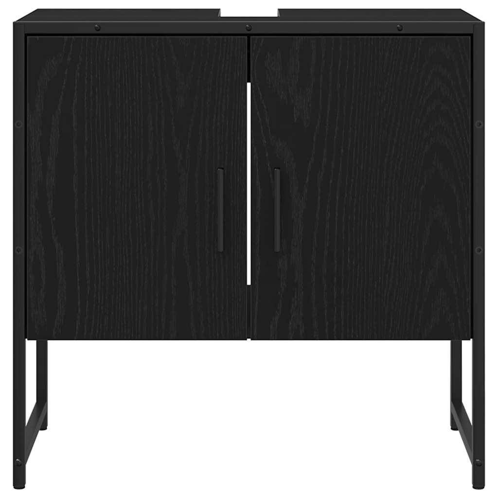 Mobile sottolavabo con lo scaffale Rovere nero 60 x 30 x 60 cm 863120