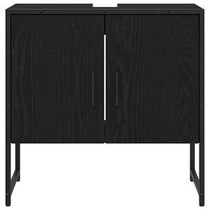 Mobile sottolavabo con lo scaffale Rovere nero 60 x 30 x 60 cm 863120