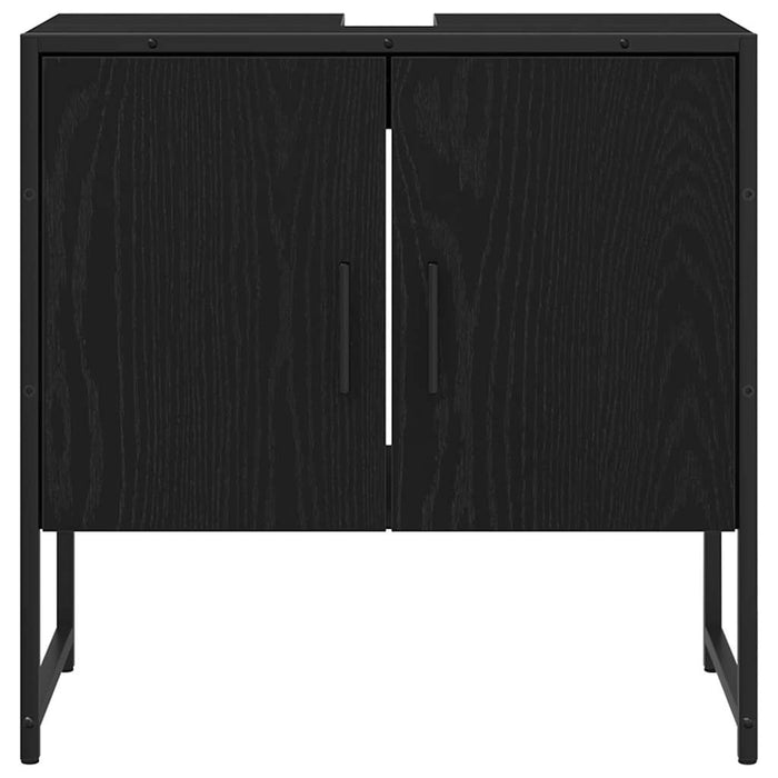 Mobile sottolavabo con lo scaffale Rovere nero 60 x 30 x 60 cm 863120