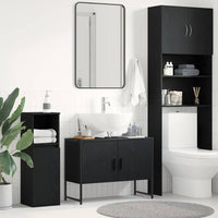 Armadio per Lavabo da Bagno-Armadietto da bagno-Mobiletto da bagno Rovere Nero 80 x 30 x 60 cm 912748