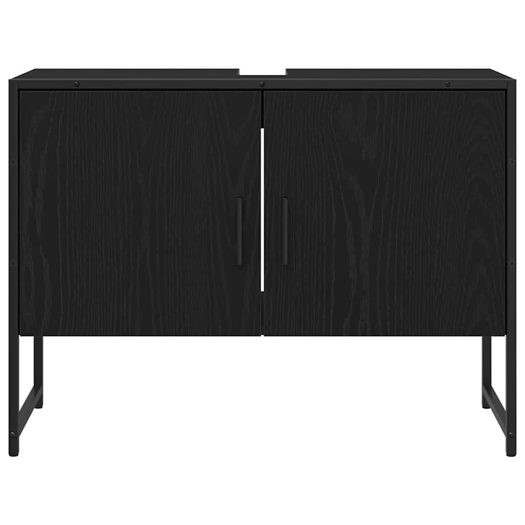 Armadio per Lavabo da Bagno-Armadietto da bagno-Mobiletto da bagno Rovere Nero 80 x 30 x 60 cm 912748