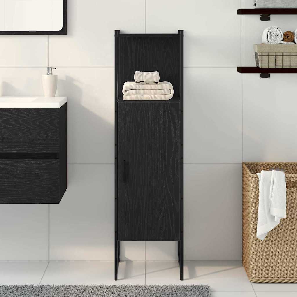 Mobile da Bagno con lo scaffale Rovere nero 33 x 33 x 120.5 cm 863122
