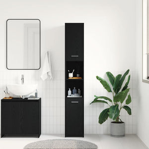 vidaXL Mobile da Bagno Rovere Nero 30x30x183,5 cm in Truciolato