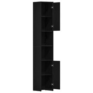 vidaXL Mobile da Bagno Rovere Nero 30x30x183,5 cm in Truciolato