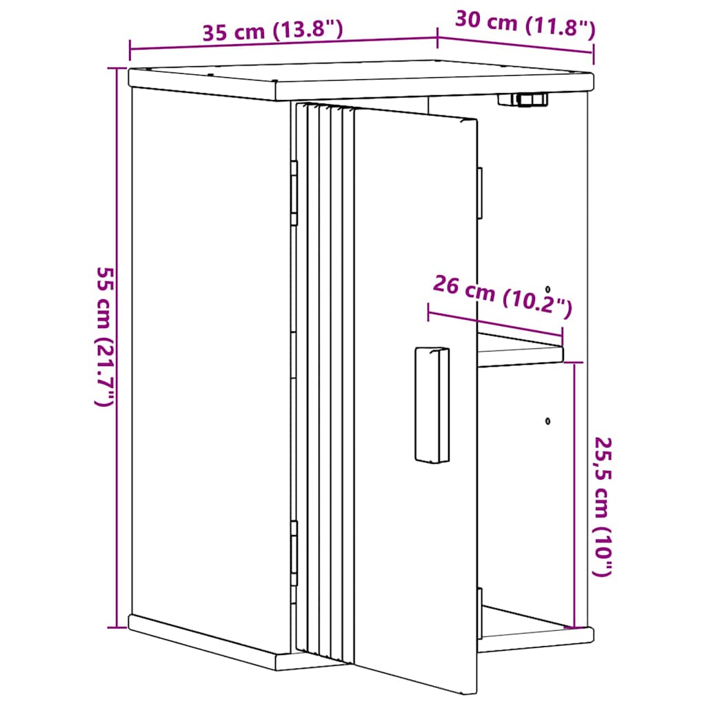 Mobile da Bagno con lo scaffale Olden Marrone 35 x 30 x 55 cm 42001357